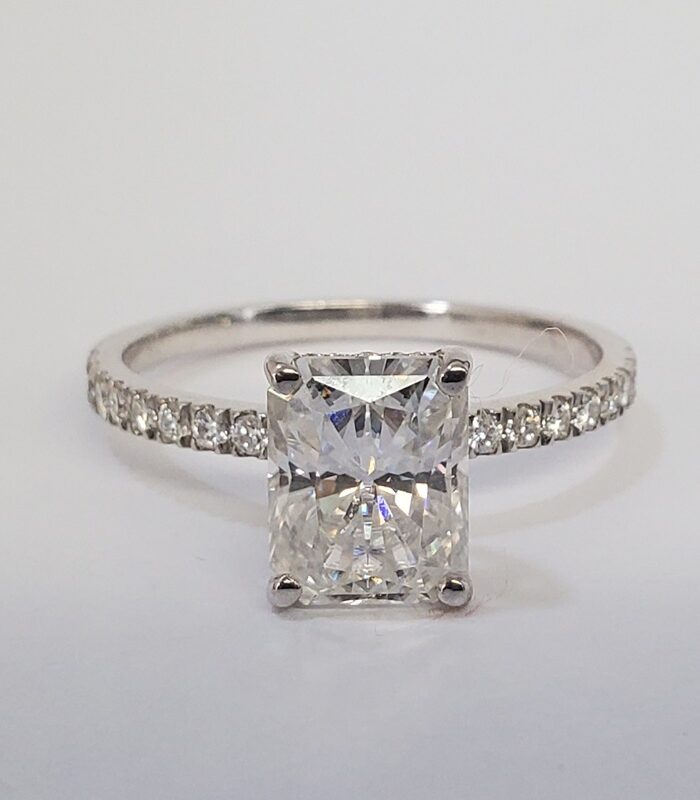 RADIANT CUT 3.5CT VVS1 MOISSANITE STERLING SILVER ENGAGEMENT RING