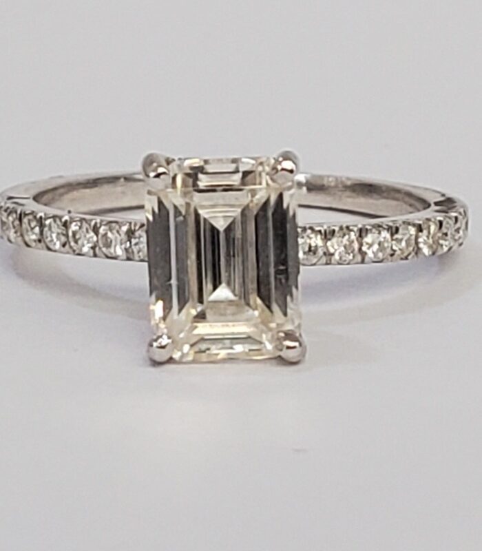 EMERALD CUT 2.5CT VVS1 MOISSANITE SILVER ENGAGEMENT RING