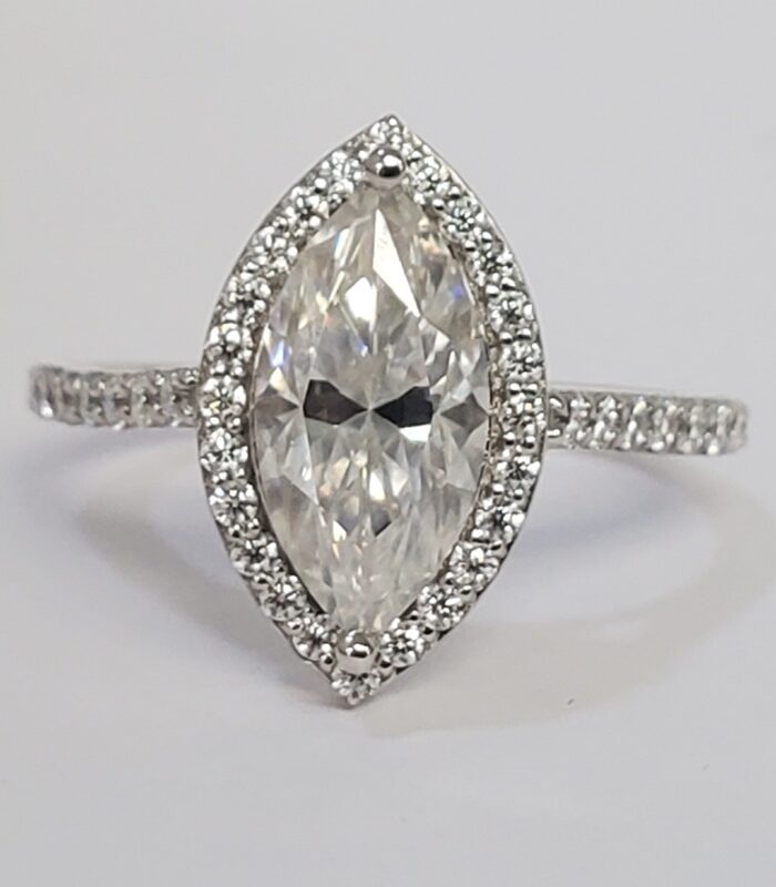 MARQUISE CUT 3CT VVS1 MOISSANITE SILVER ENGAGEMENT RING