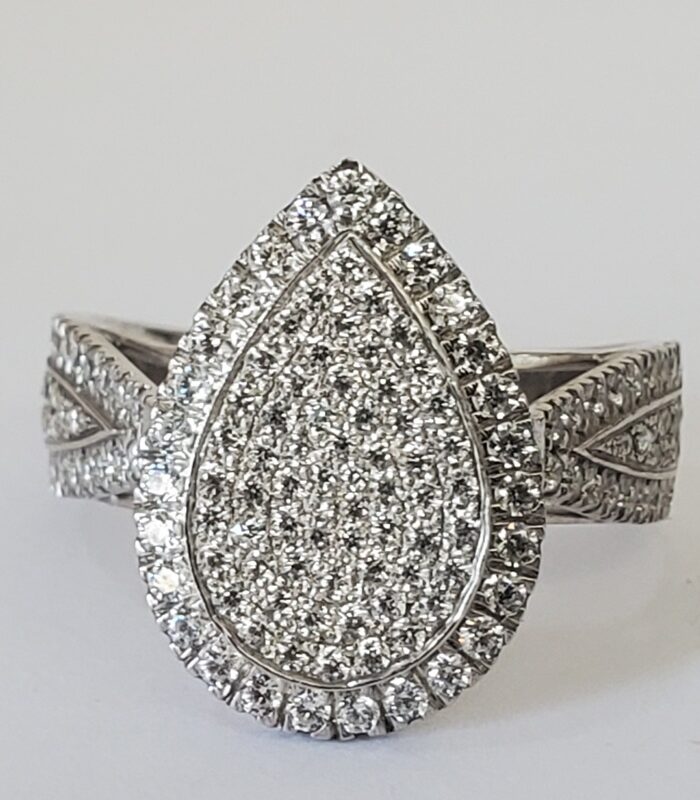 PEAR CUT CLUSTERED SILVER ENGAGEMENT RING