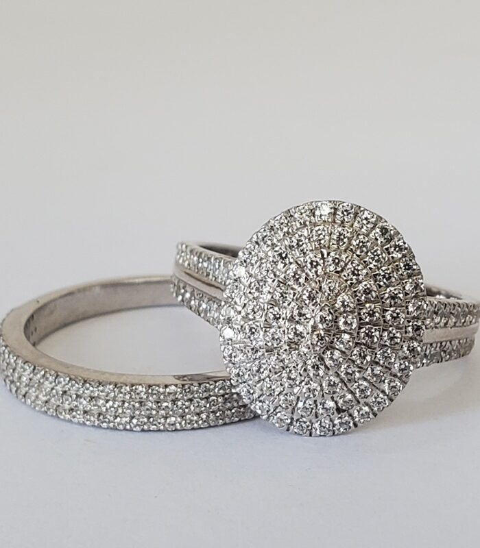 CLUSTERED OVAL STERLING SILVER BRIDAL SET