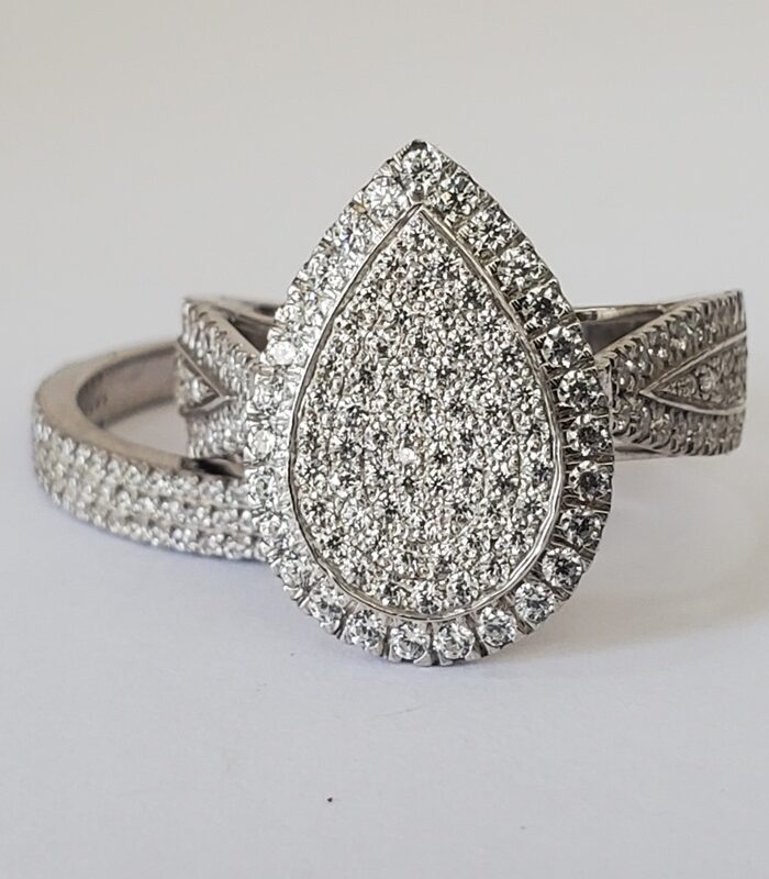 CLUSTERED PEAR STERLING SILVER BRIDAL SET