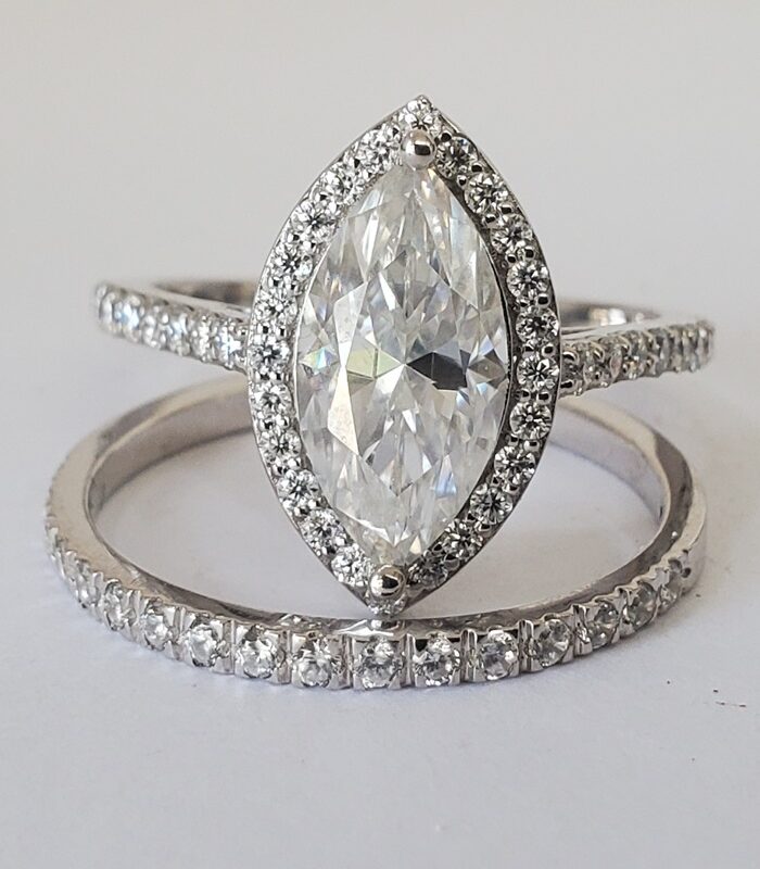 MOISSANITE MARQUISE SILVER BRIDAL SET
