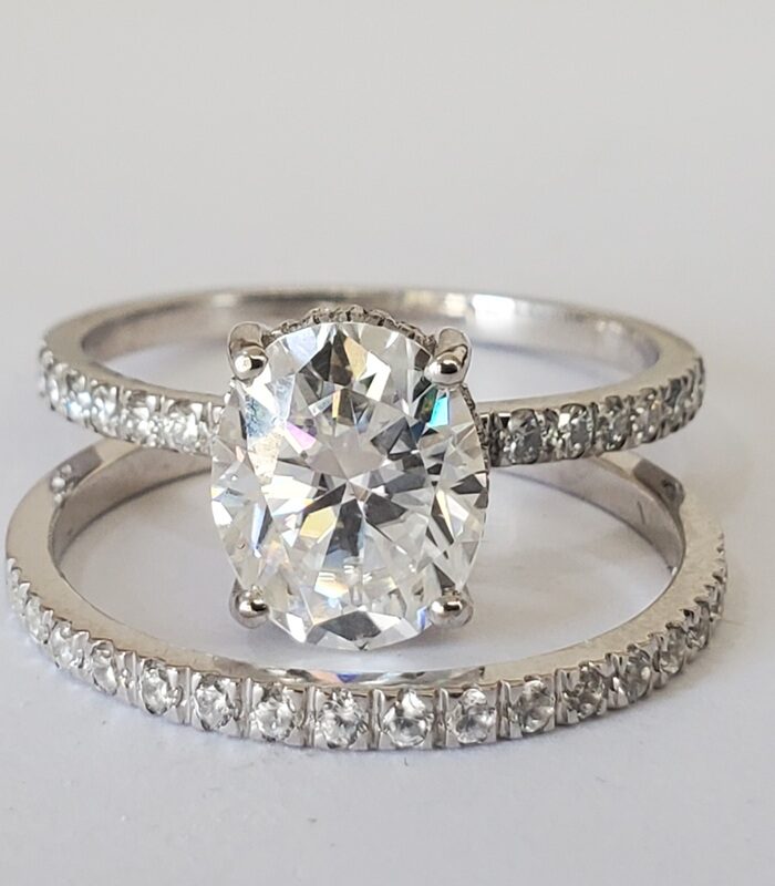 OVAL 3.5CT MOISSANITE SILVER BRIDAL SET