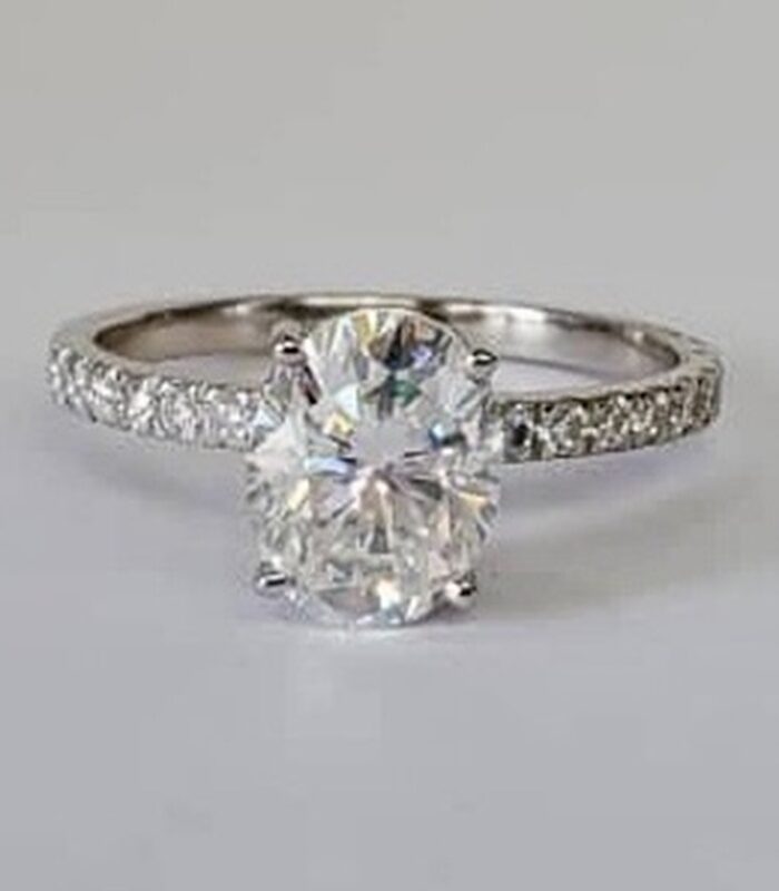 STERLING SILVER WITH MOISSANITE 2CT OVAL ENGAGEMENT RING