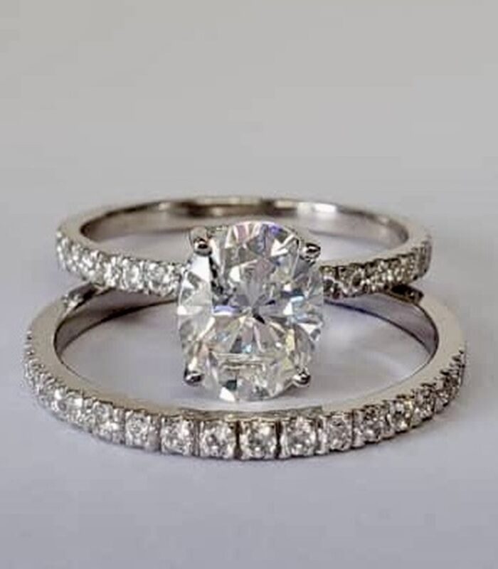 STERLING SILVER 2CT MOISSANITE OVAL BRIDAL SET