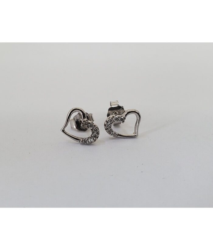 HEART STUDDED EARRINGS 18KT WHITE GOLD