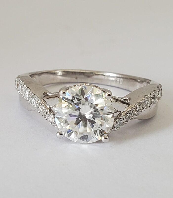 ROUND CUT INFINITY WHITE GOLD VVS1 MOISSANITE ENGAGEMENT RING