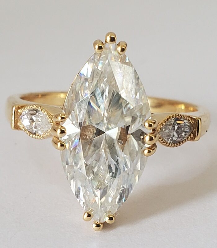 VINTAGE STYLE MARQUISE VVS1 MOISSANITE ENGAGEMENT RING