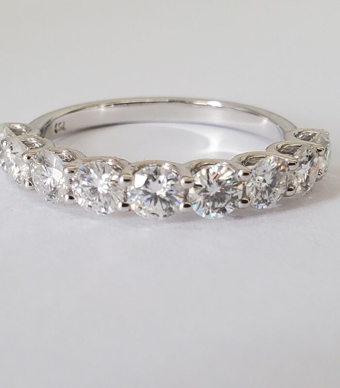 4MM HALF ETERNITY MOISSANITE STUDDED 18KT WHITE GOLD BAND