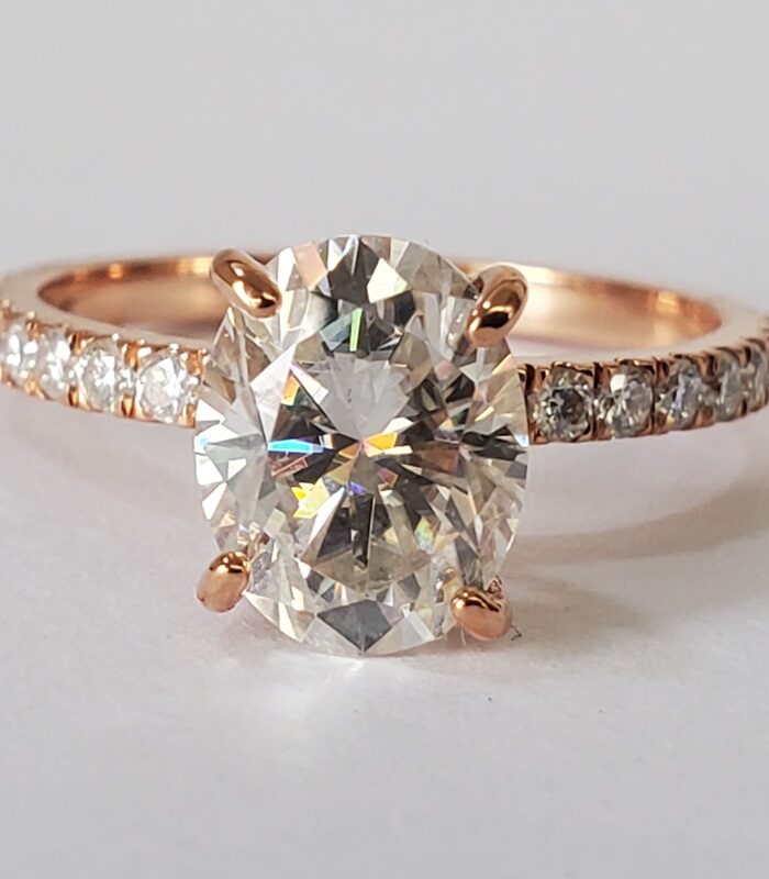 2CT ROSE GOLD VVS1 MOISSANITE STUDDED 18KT GOLD ENGAGEMENT