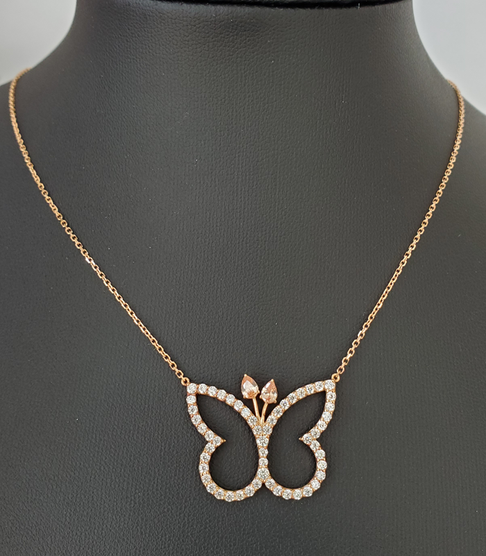 18kt gold Moissanite Butterfly necklace