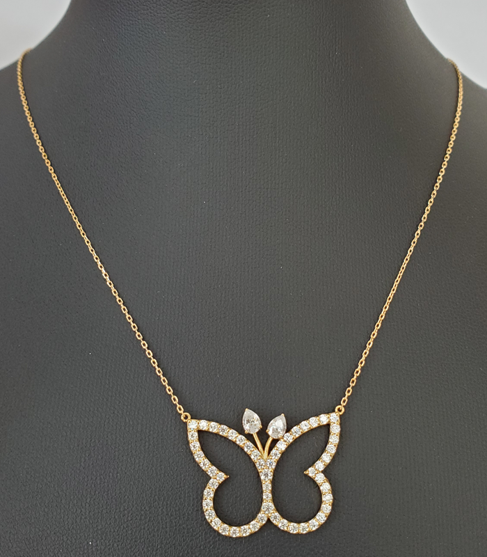 18kt gold Moissanite Butterfly necklace