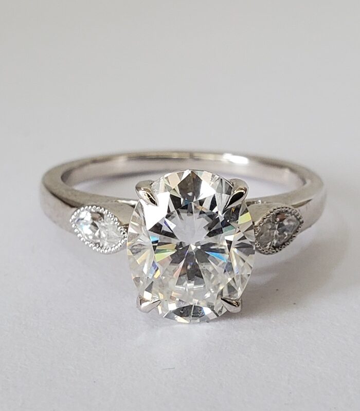 Oval Monae Trilogy Moissanite engagement ring 18kt white gold