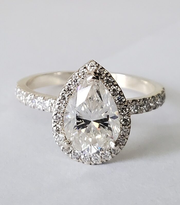 Moissanite Pear sterling silver / 925 engagement ring