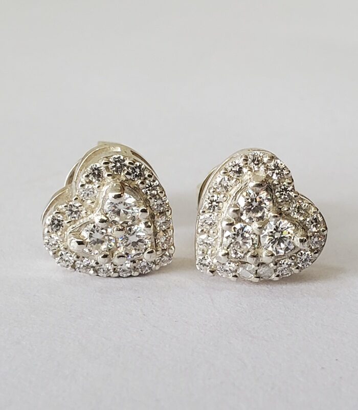 Heart shape clustered Moissanite 925 earrings