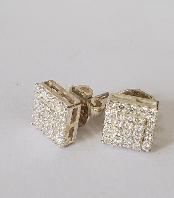 Square clustered Moissanite 925 stud earrings