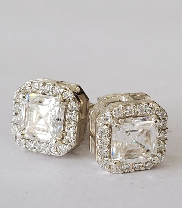 Ascher halo Moissanite 925 stud earrings