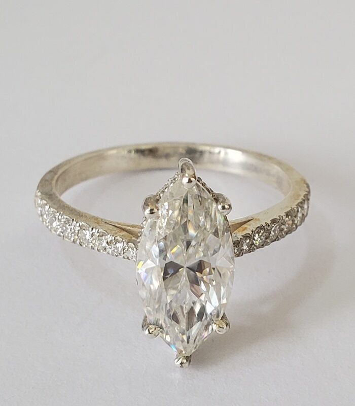 Sterling silver Marquise 3.5ct VVS1 Moissanite proposal ring