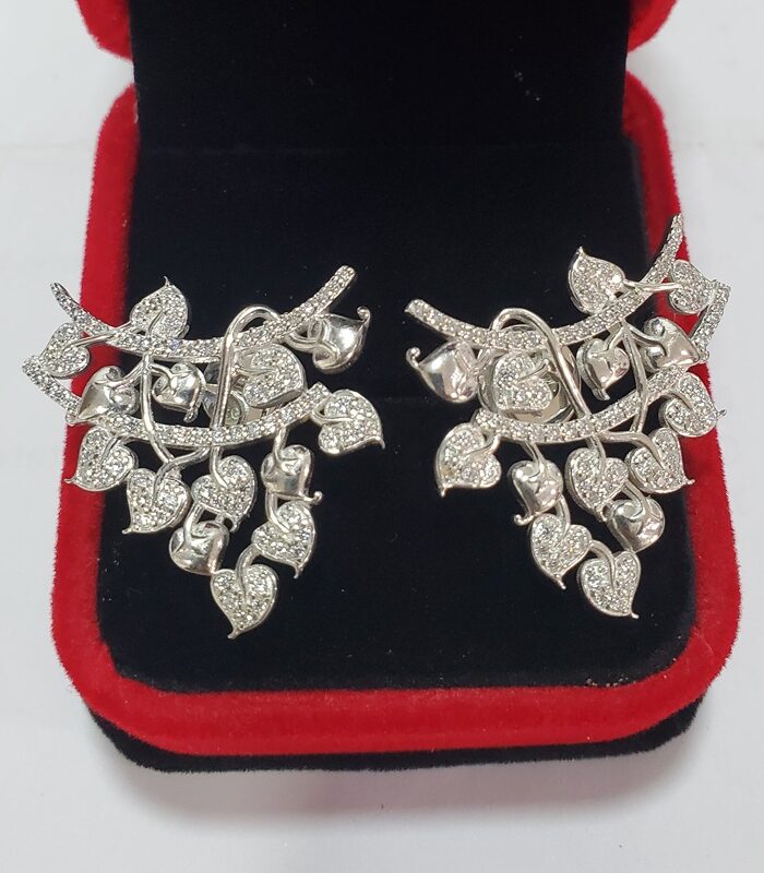 Shrub flower Moissanite silver earrings